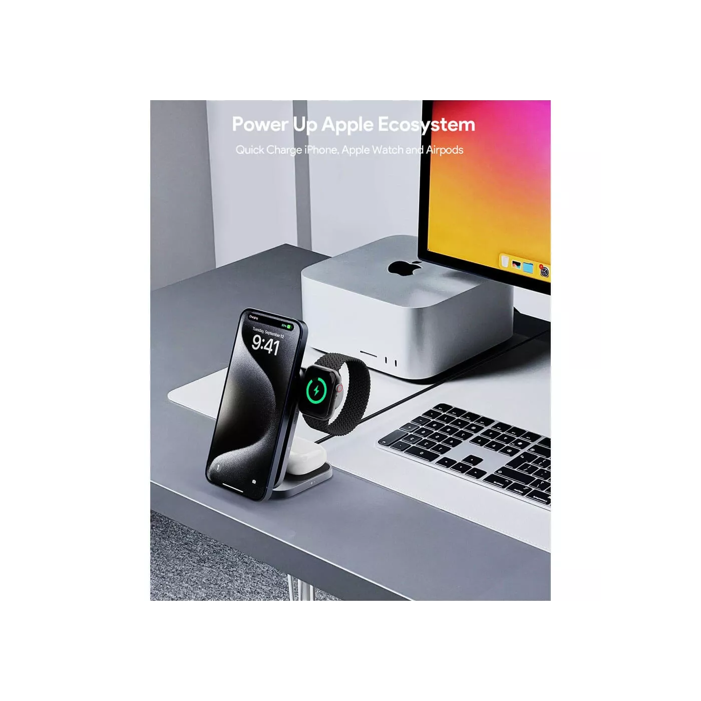 Aukey Magfusion Qi2 2in1 Wireless Charger - Gray