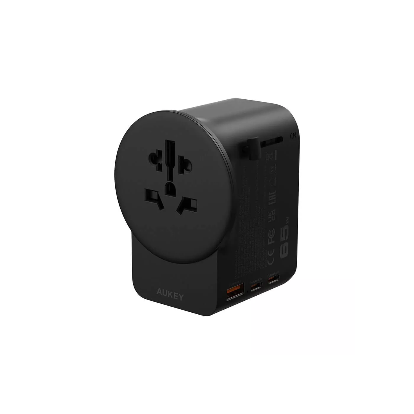 Aukey 65W GaN 1 USB-A 2 USB-C Universal Charger - Black