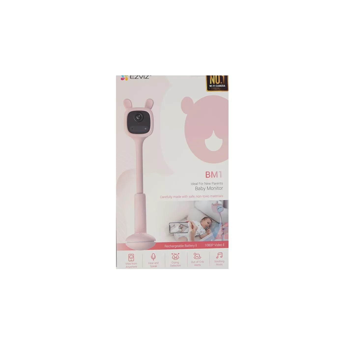 EZVIZ BM1 Battery Powered Baby Monitor Rabbit Shape - Pink