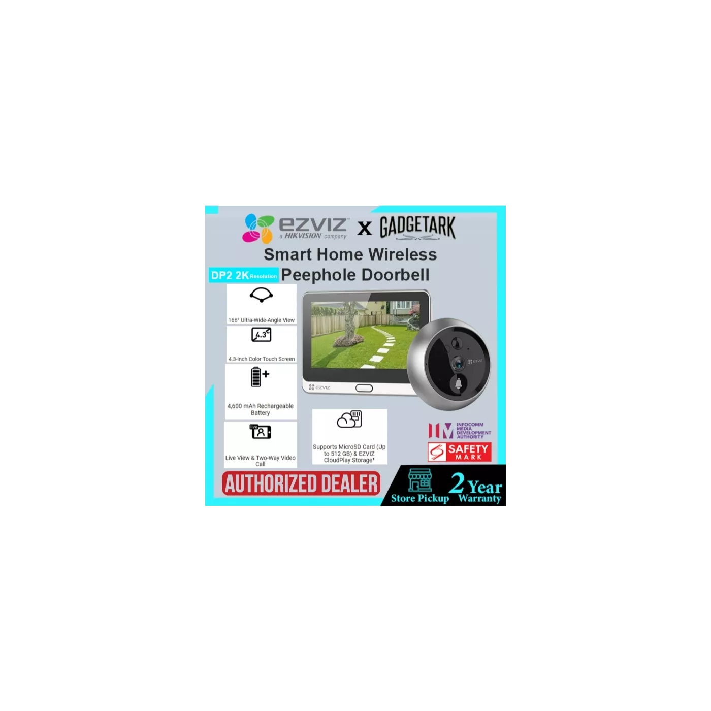 EZVIZ DP2 2K Wire-Free Peephole Doorbell