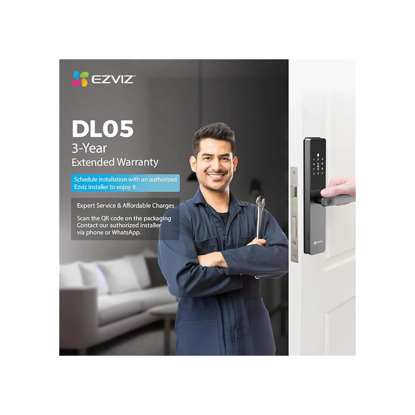 EZVIZ DL05 Smart Fingerprint Lock - Grey/Black