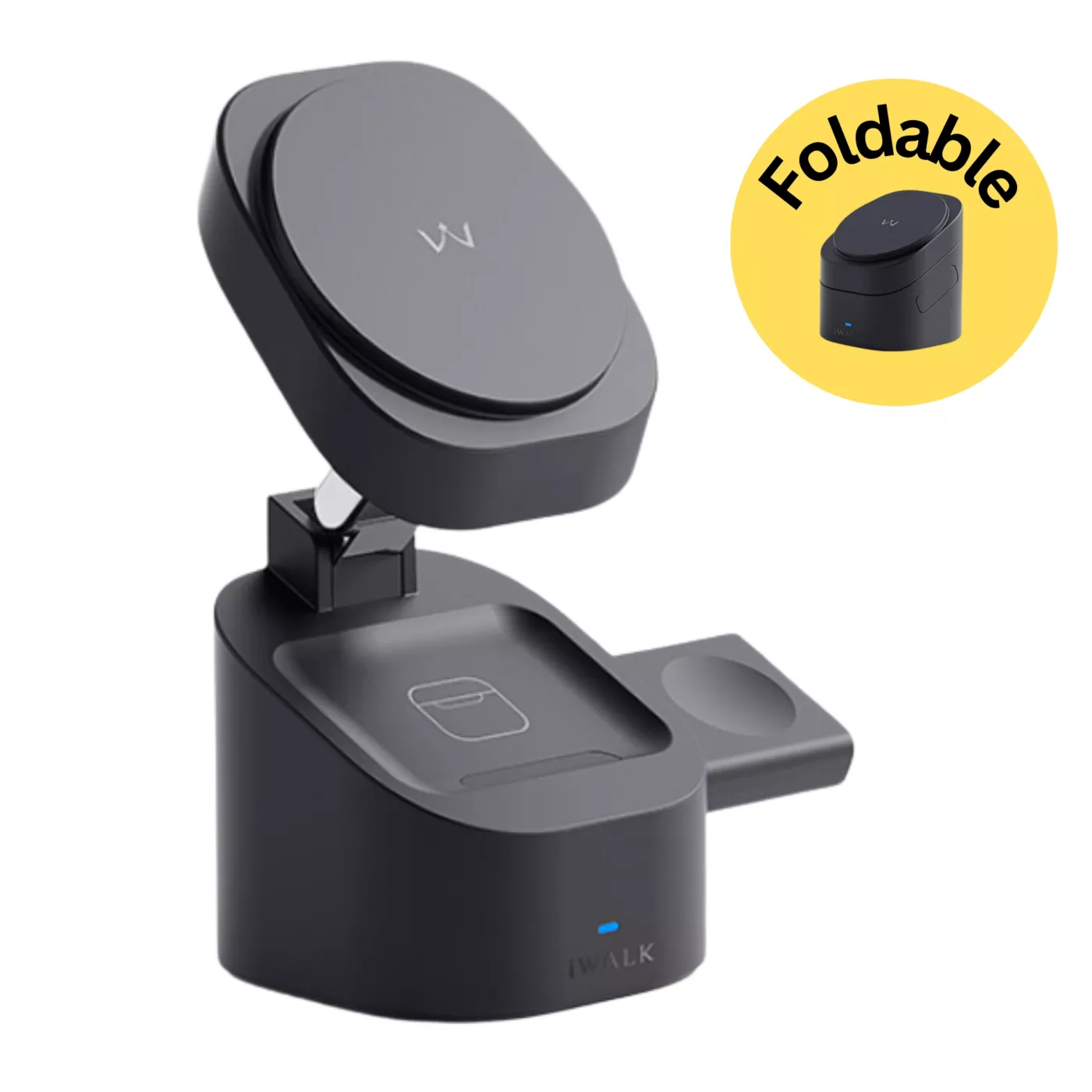iWalk StandMe Foldable 15W 3in1 Wireless Desk Charger - Black