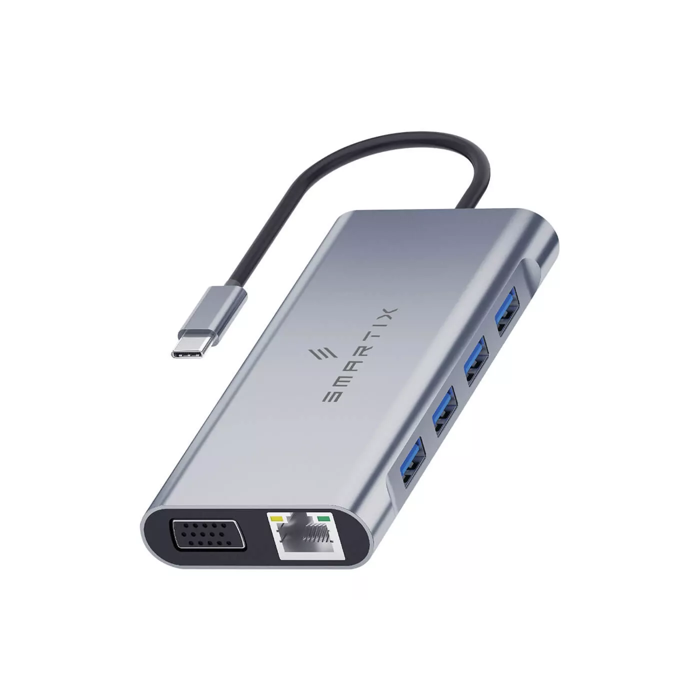 Smartix Premium 11-in-1 HDMI/LAN USB-C Hub - Silver