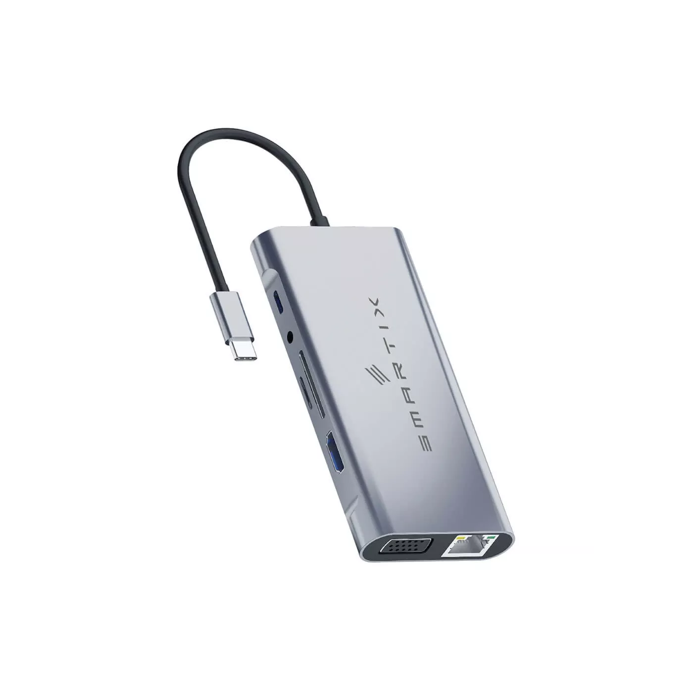 Smartix Premium 11-in-1 HDMI/LAN USB-C Hub - Silver