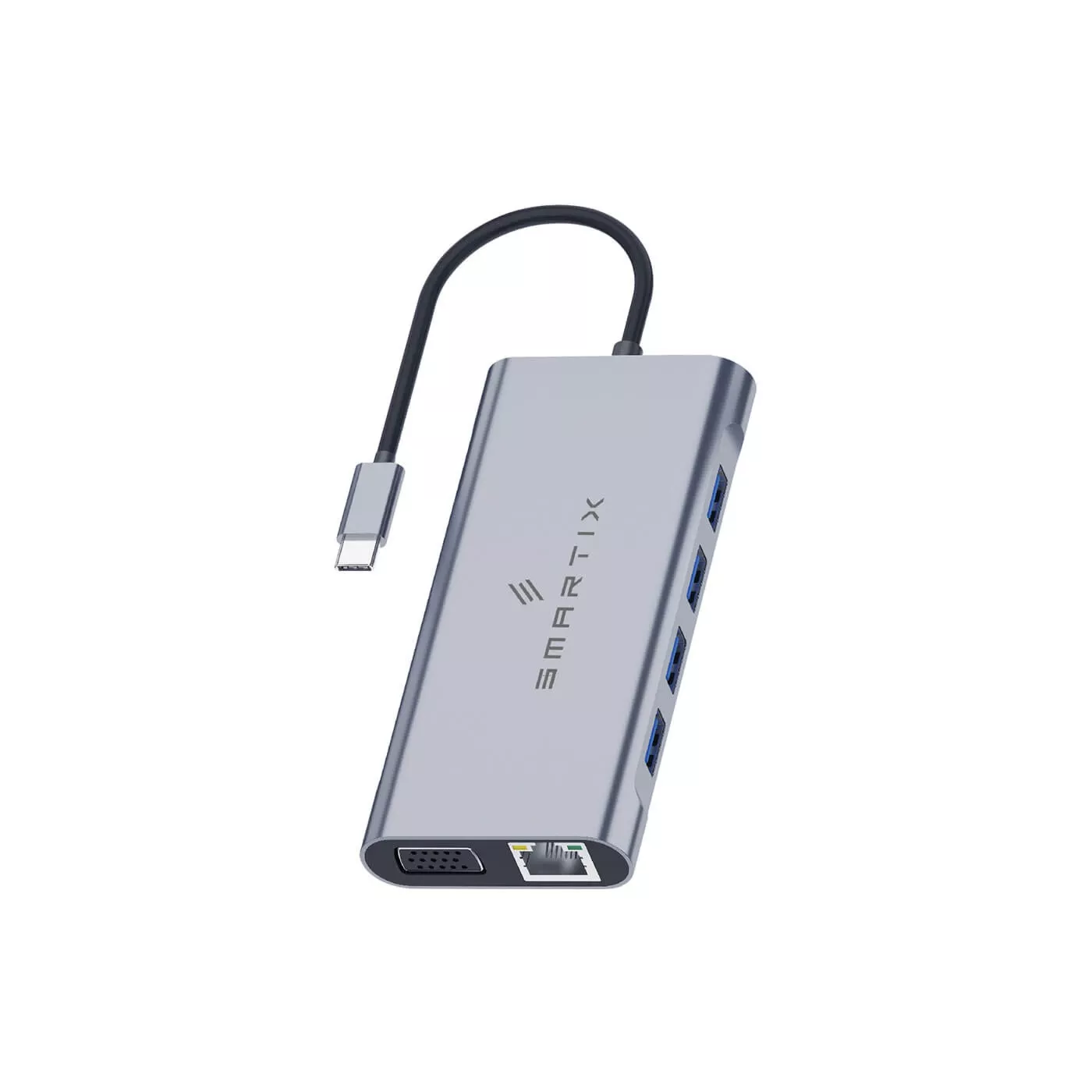 Smartix Premium 11-in-1 HDMI/LAN USB-C Hub - Silver