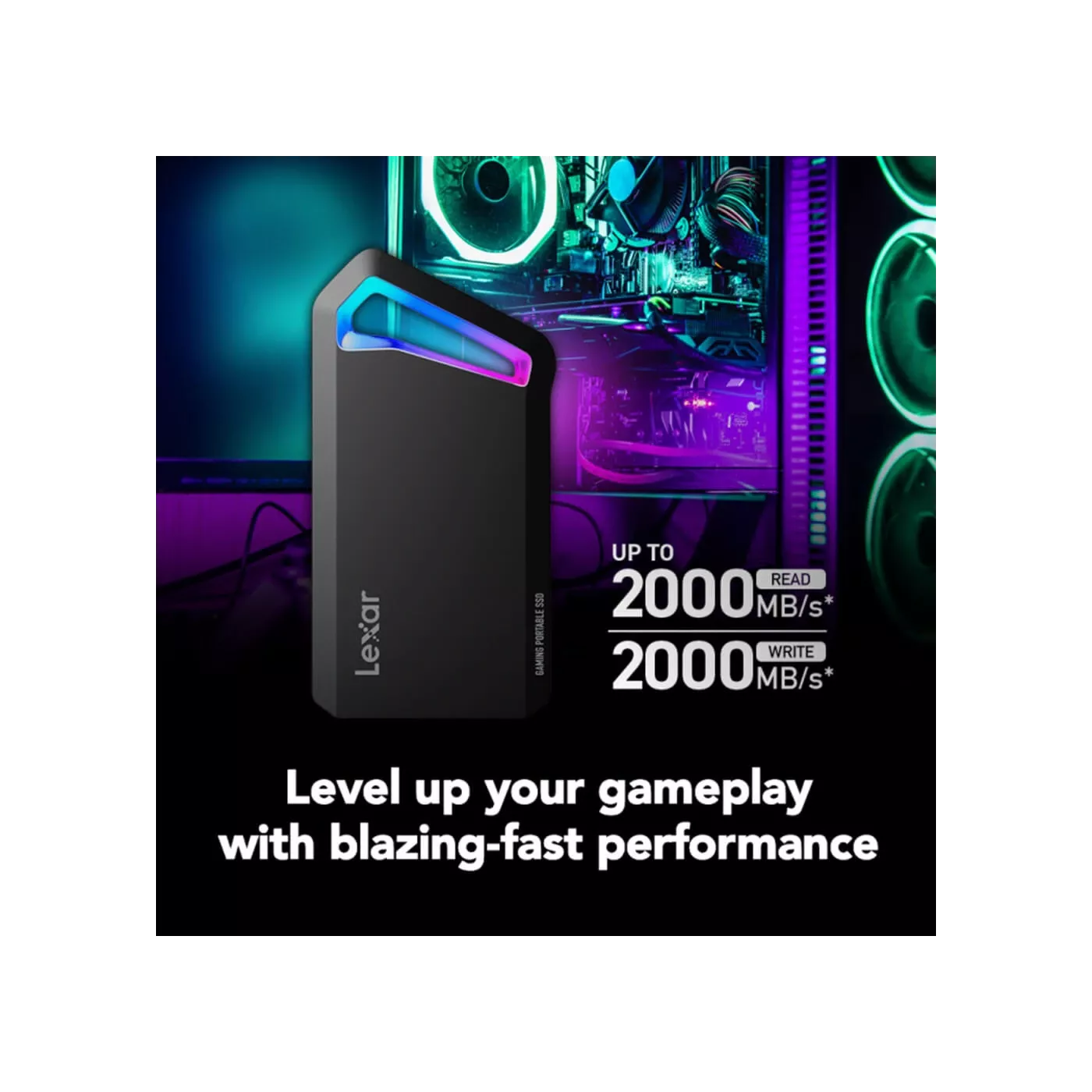 Lexar 512GB Gen 2 External Portable SSD - Black