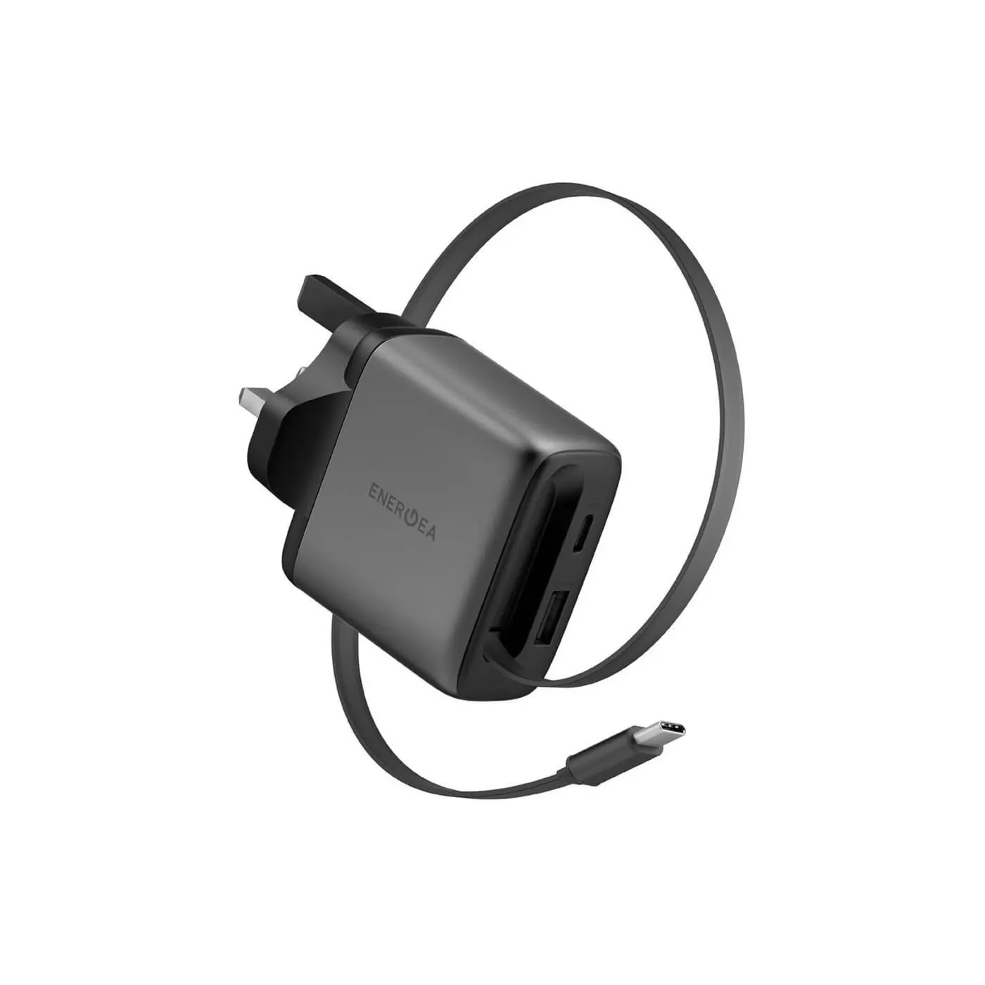 Energea Ampcharge 65W PD GaN Wall Charger with Cable - Gray
