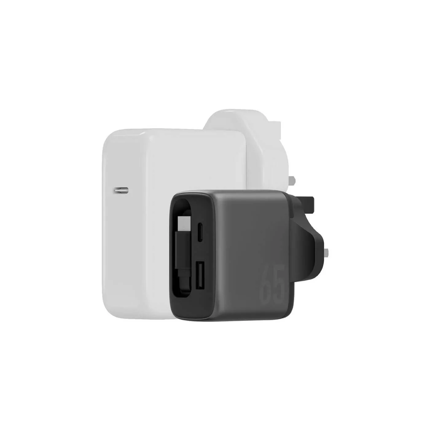 Energea Ampcharge 65W PD GaN Wall Charger with Cable - Gray