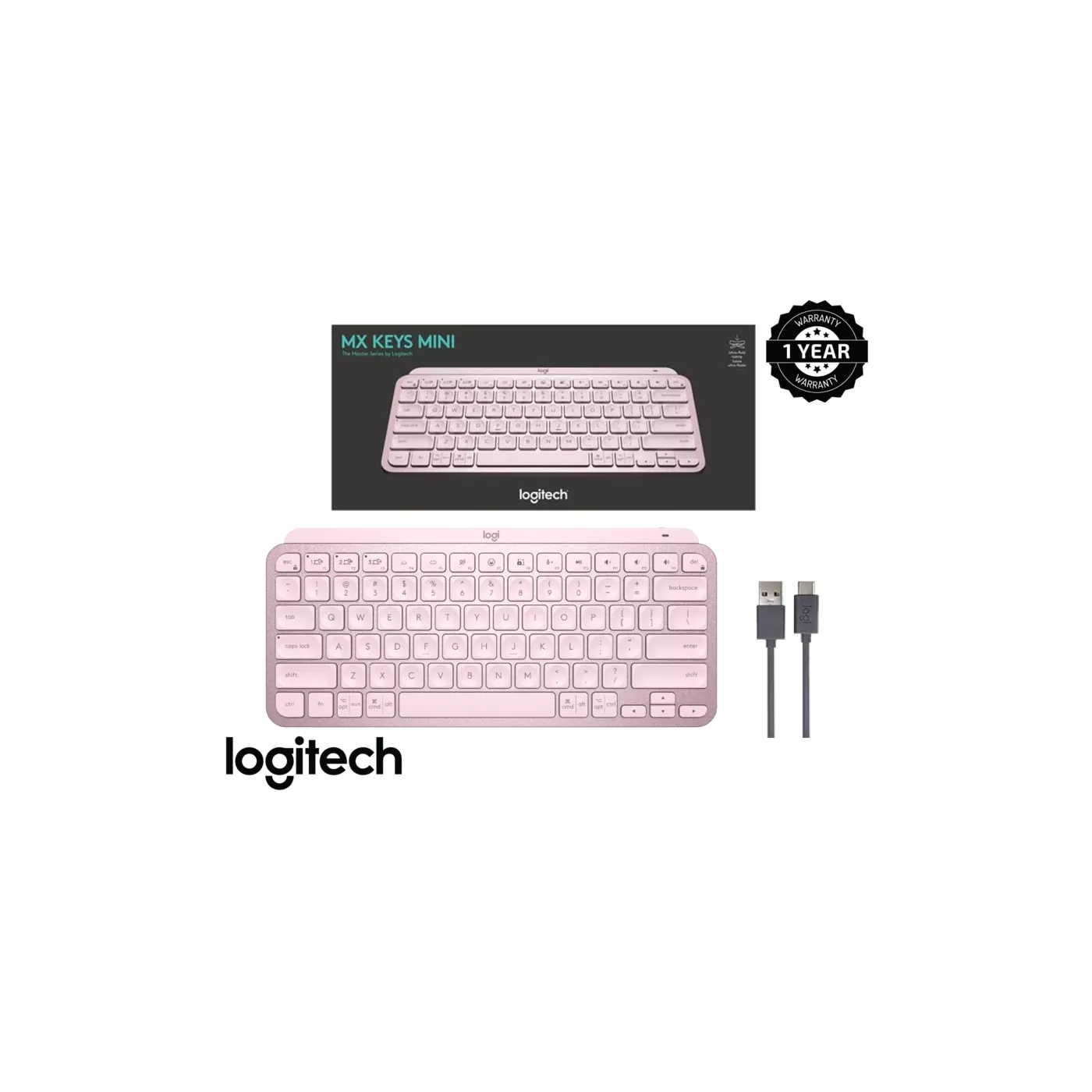 Logitech MX Keys Mini Bluetooth Keyboard En - Rose Pink