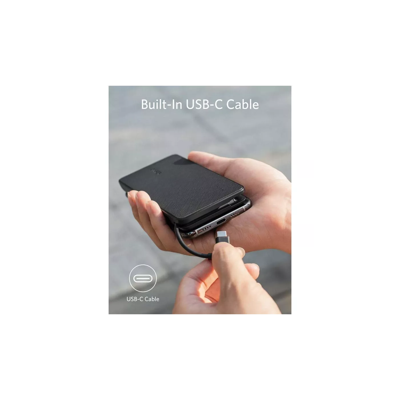 Anker PowerCore Built-In Cable 10000mAh - أسود