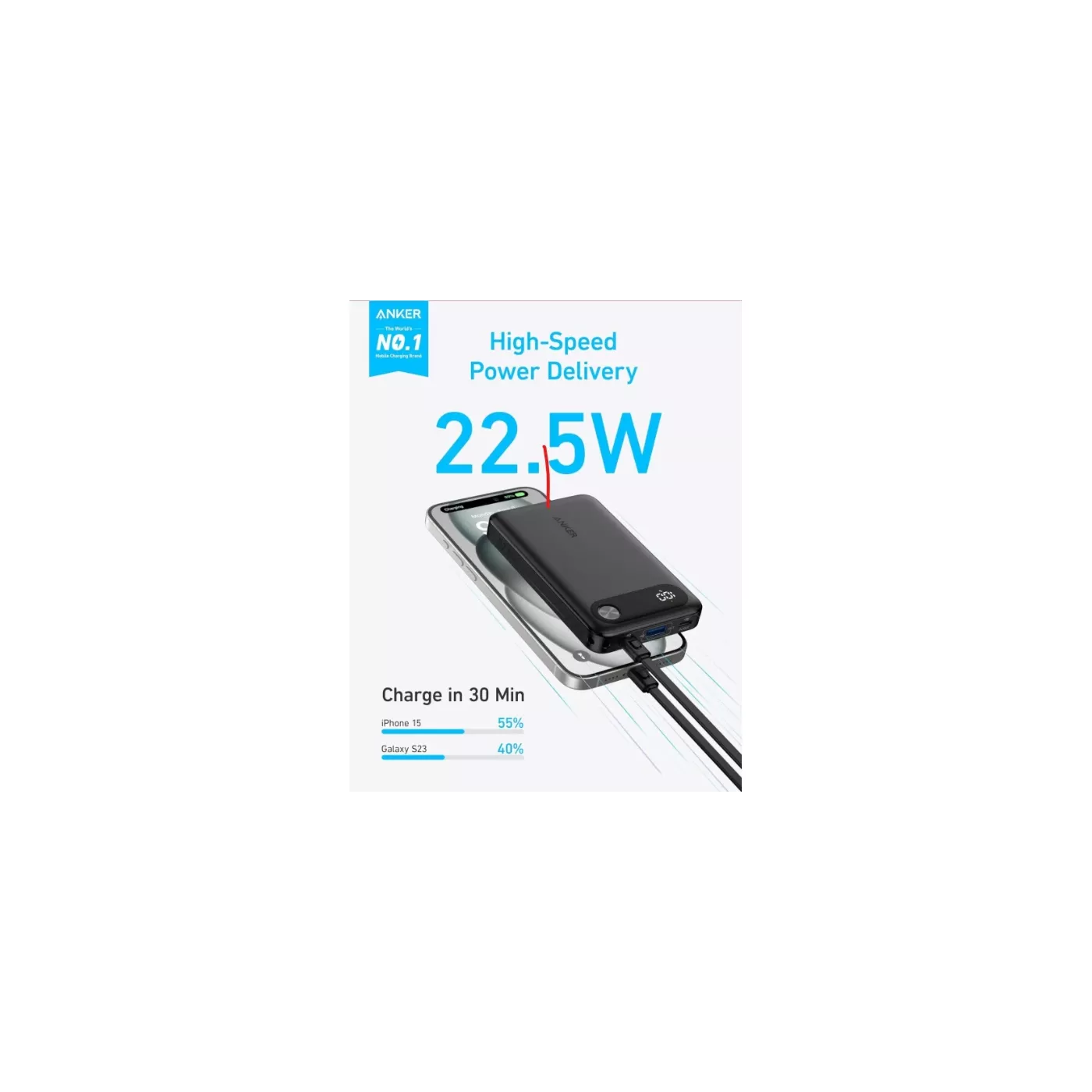 Anker 22.5W 10K mAh Power Bank - Black