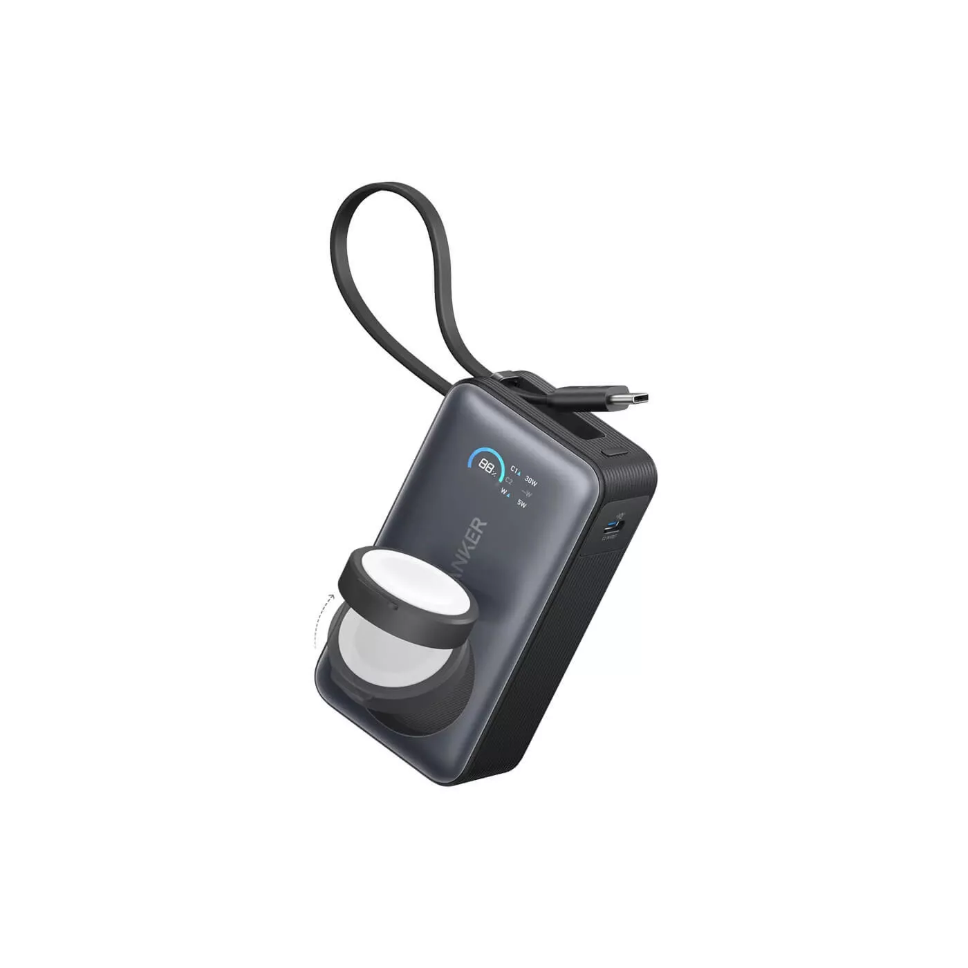Anker Maggo 35W Built-in USB-C Apple Watch 10K Power Bank - Black