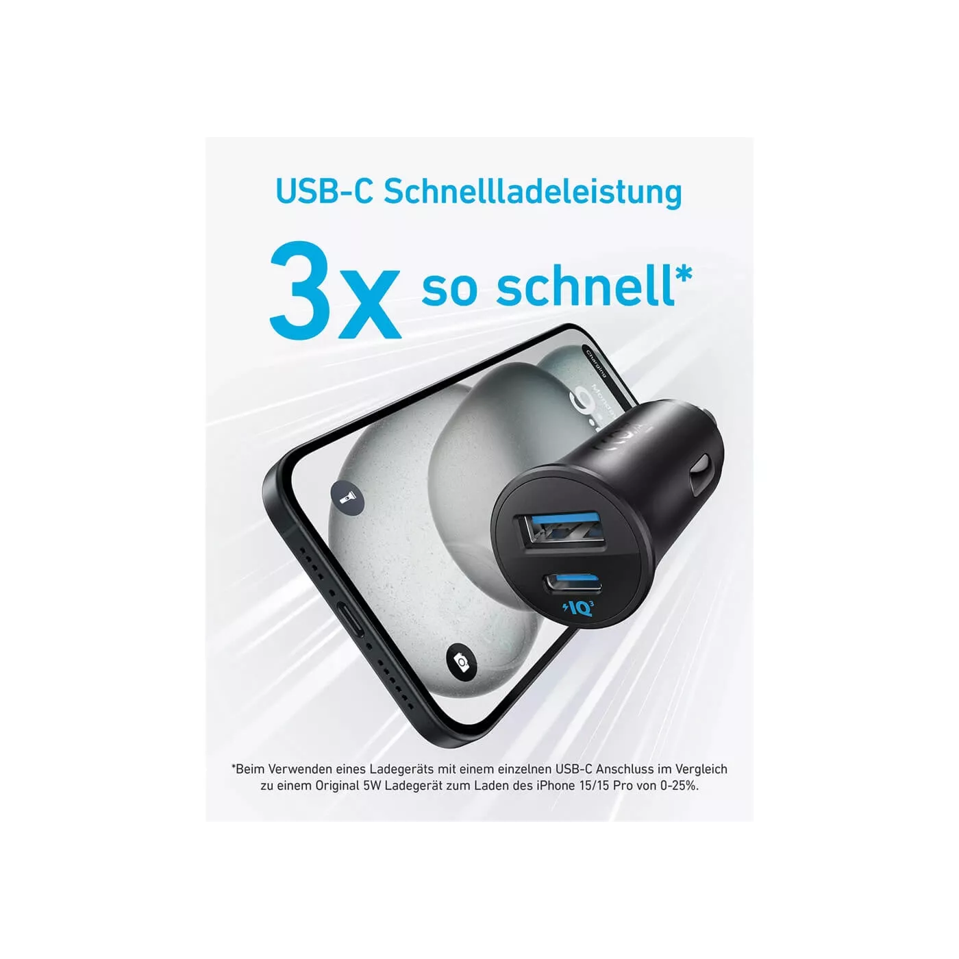 Anker USB-C USB-A 30W Car Charger - Black