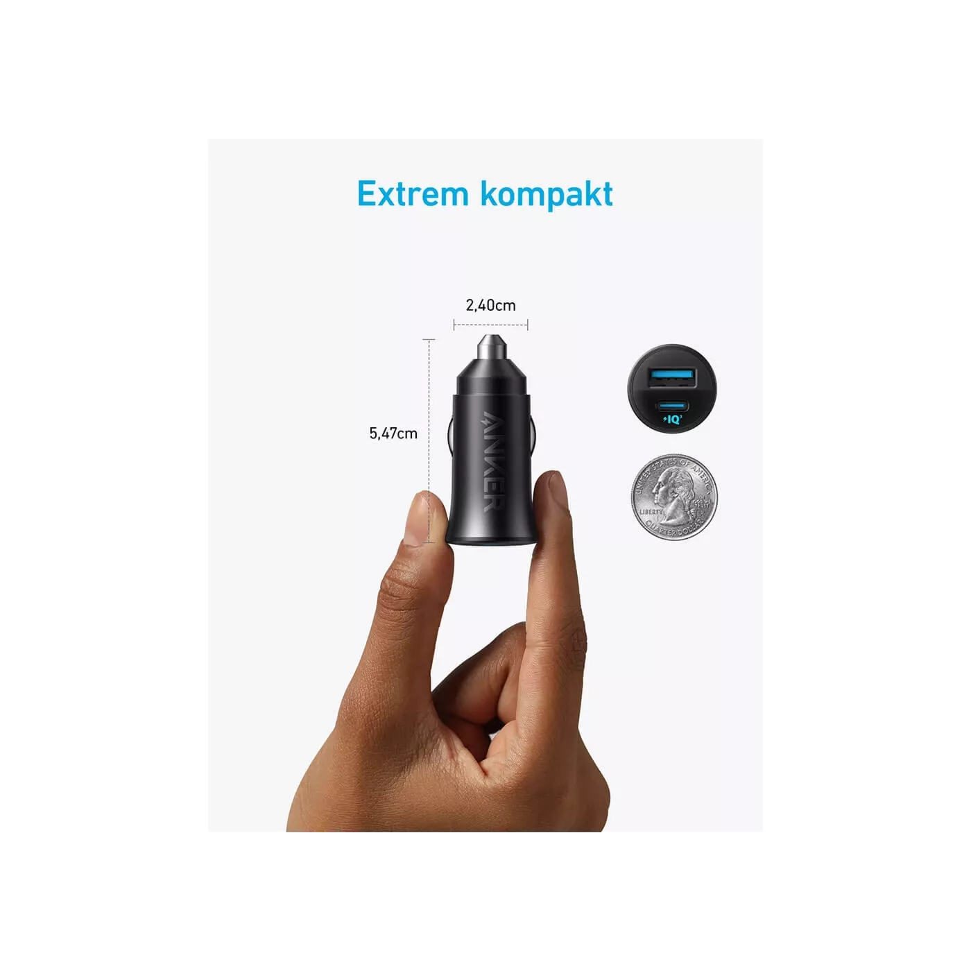 Anker USB-C USB-A 30W Car Charger - Black