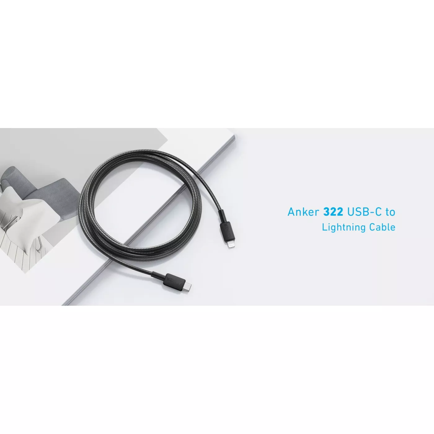 Anker Braided 322 USB-C to Lightning (0.9m) Cable - Black