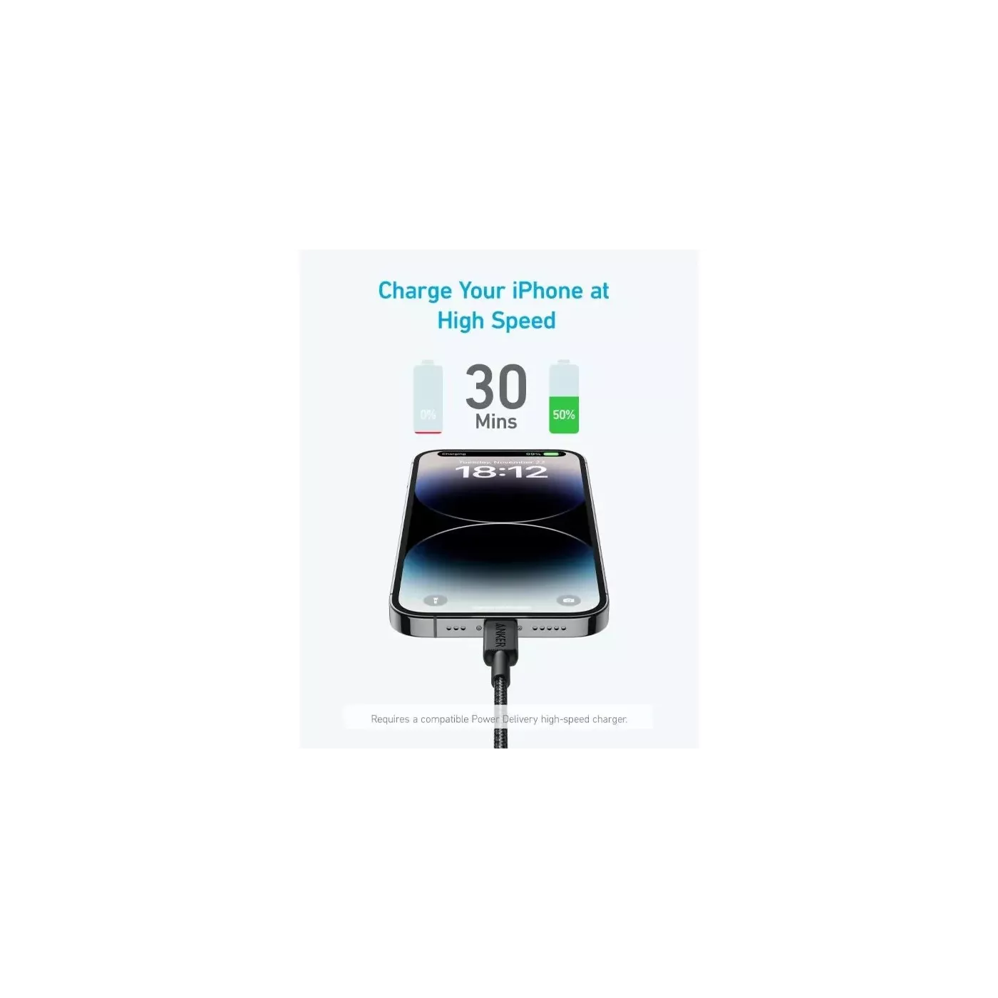 Anker Braided 322 USB-C to Lightning (0.9m) Cable - Black