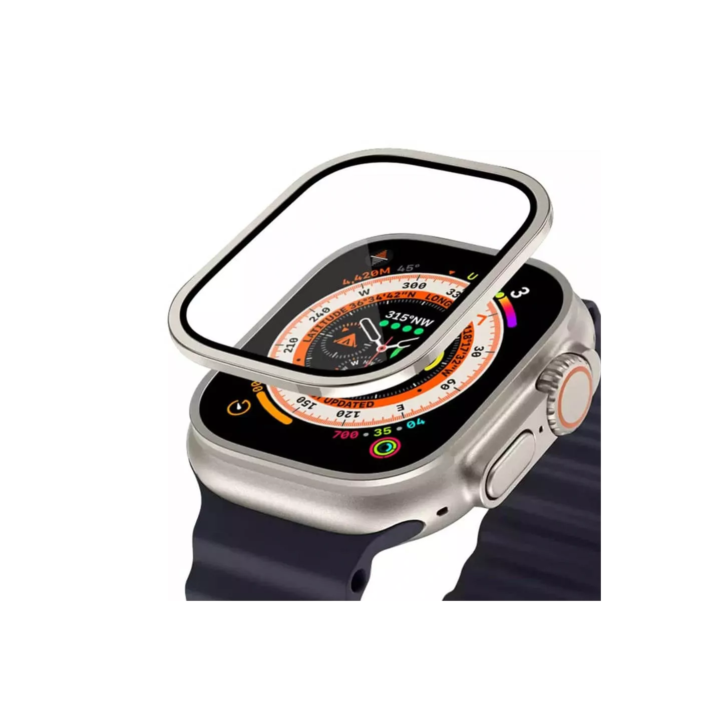 AmazingThing Metal Frame Apple Watch Ultra 49mm Screen Protector - Clear