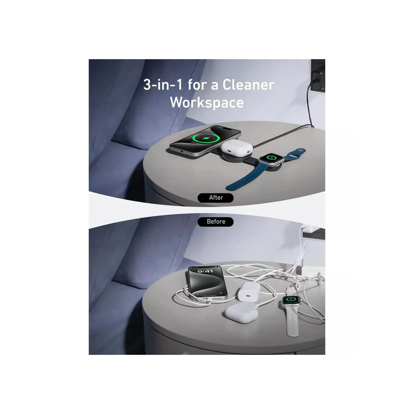 Anker MagGo 3in1 Foldable Charger with Adapter & Cable - Black