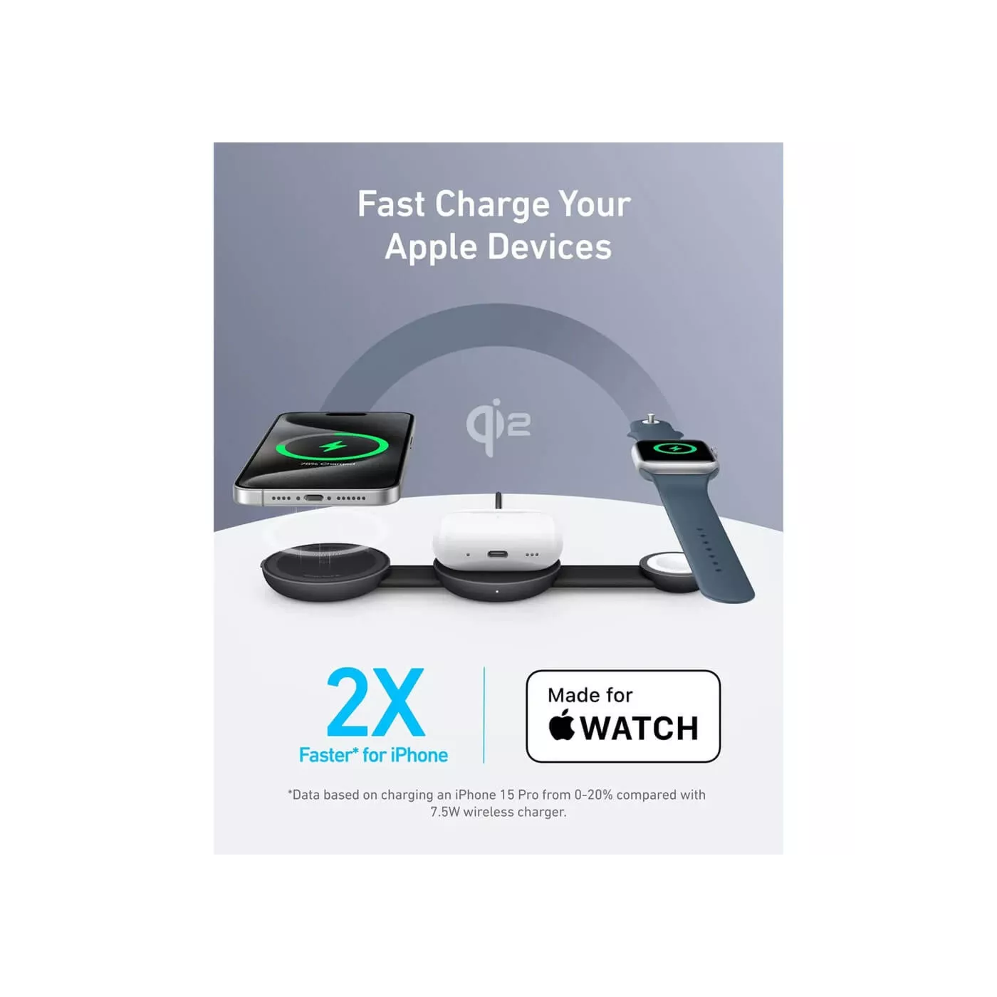 Anker MagGo 3in1 Foldable Charger with Adapter & Cable - Black