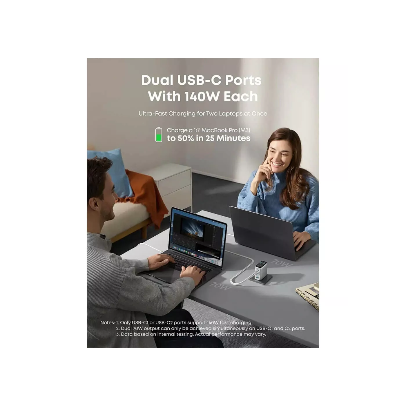 Anker 140W 4Ports PD 3.1 USB-C Cable Charger - Silver