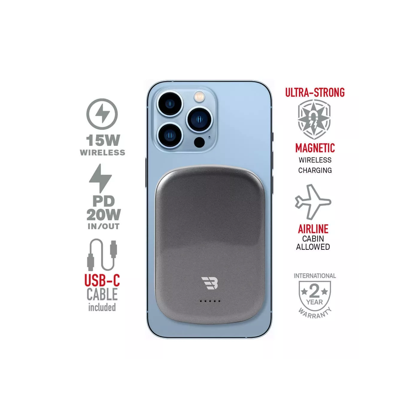 Baykron Compact Magpower 10K USB-C PD 20W - Black