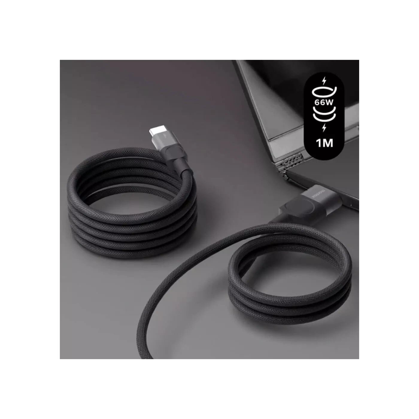 Momax MagLink 66W USB-A to USB-C (1m) Magnetic Cable - Black