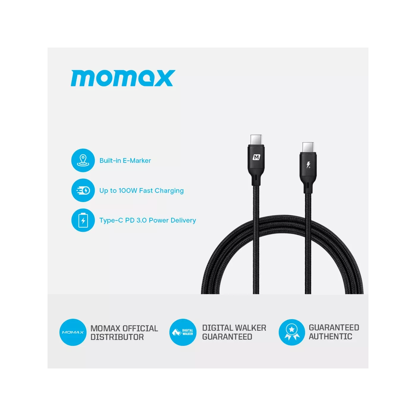 Momax 1-Link 100W USB-C to USB-C Nylon Cable (3m)