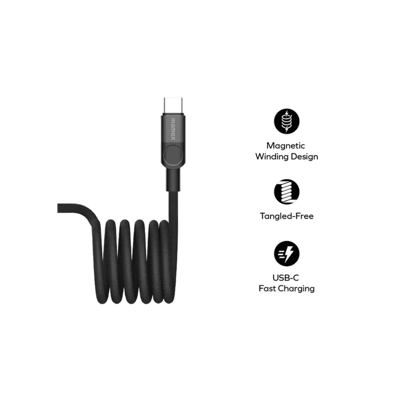 كابل مومكس ماج لينك المغناطيسي 100 واط من USB-C إلى USB-C بطول 2 متر - أسود