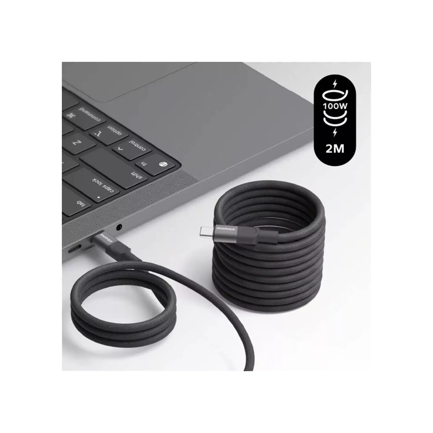 كابل مومكس ماج لينك المغناطيسي 100 واط من USB-C إلى USB-C بطول 2 متر - أسود