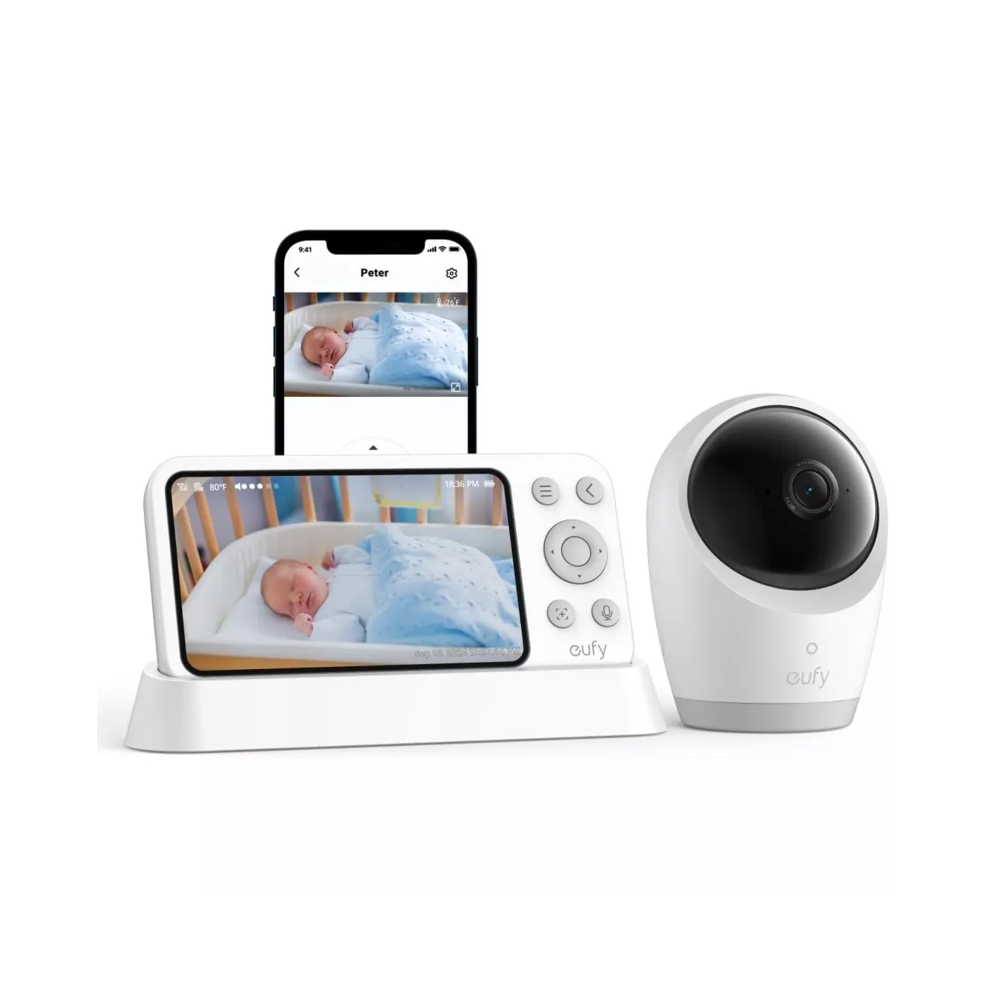 Eufy Baby Monitor E21 4K Wi-Fi Pan & Tilt -White