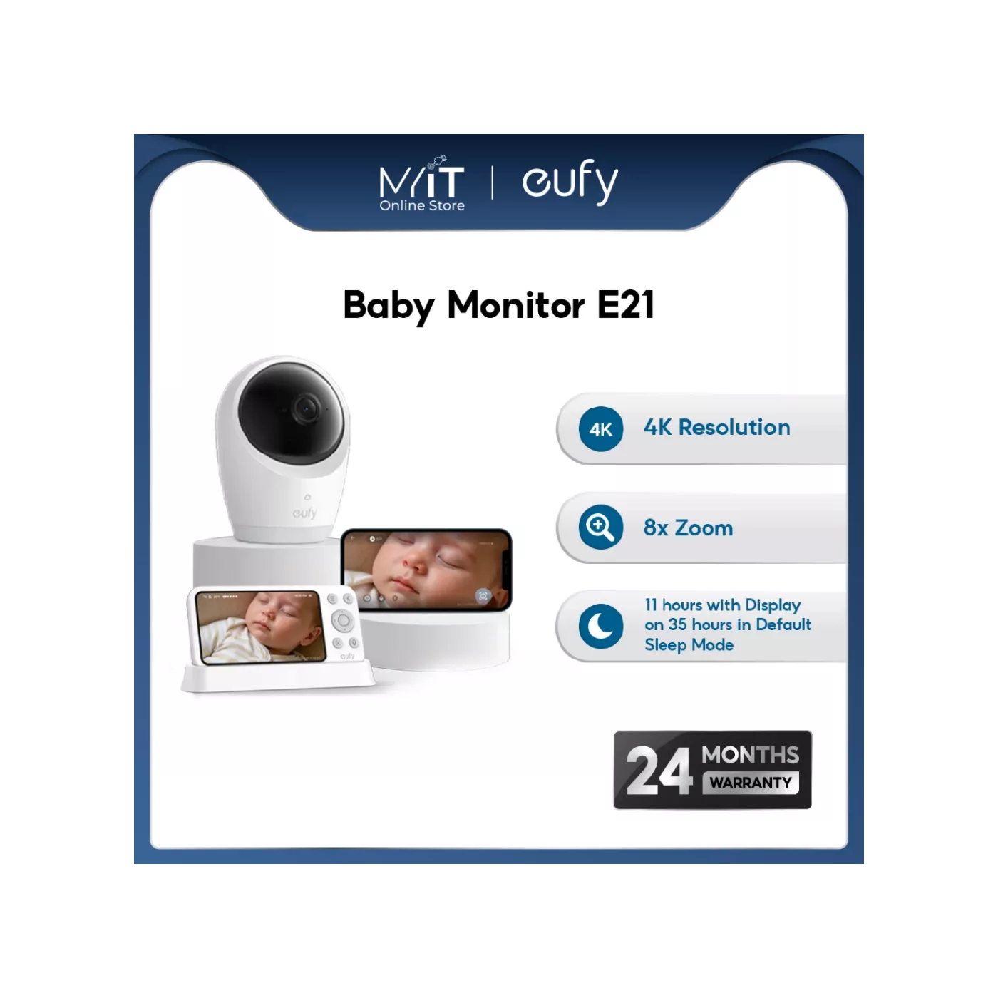 Eufy Baby Monitor E21 4K Wi-Fi Pan & Tilt -White