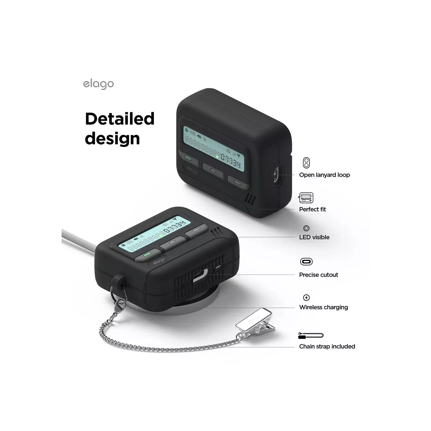 Elago AirPods Pro 3 Pager Case w/Key Chain - Black