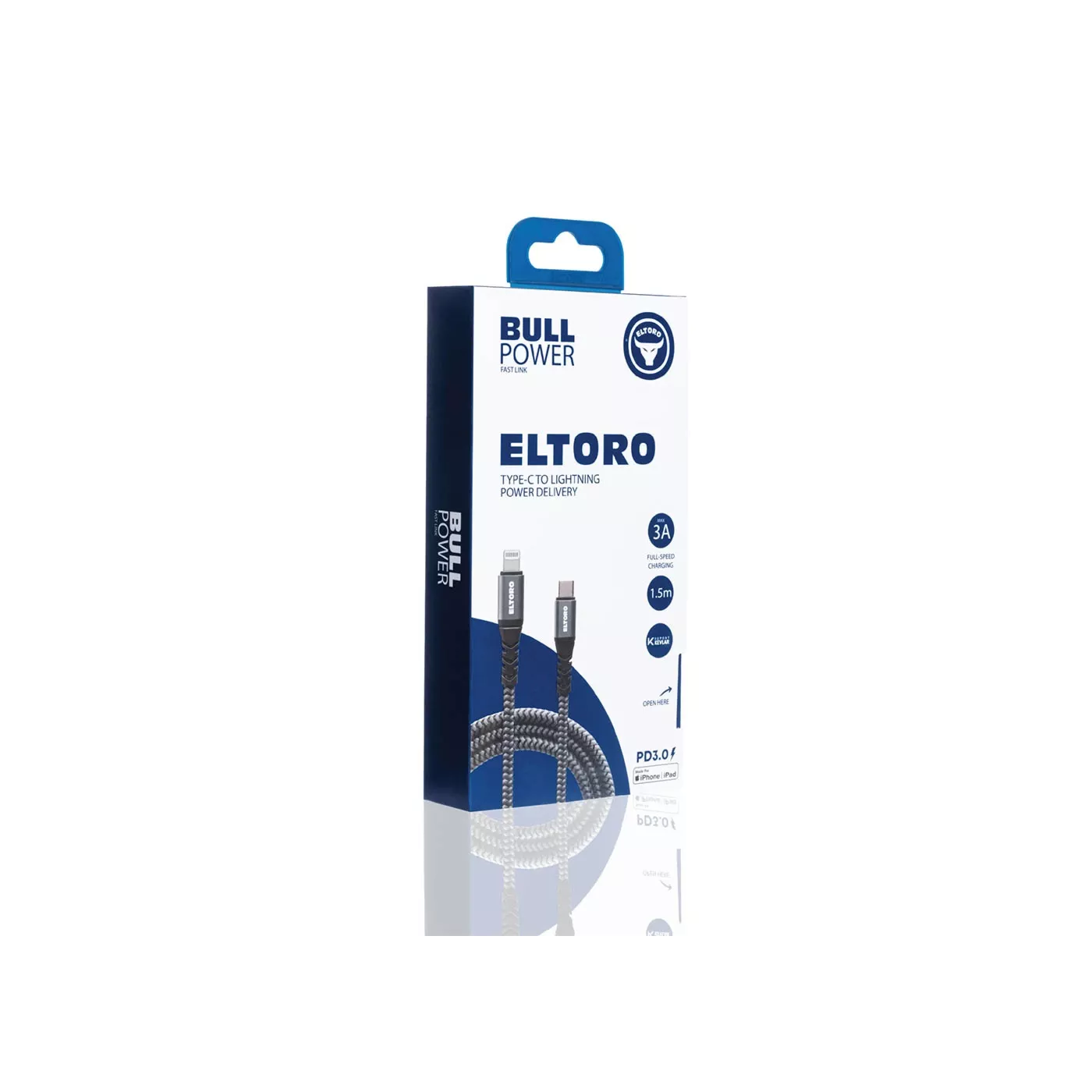 ElToro USB-C to Lightning Kevlar Cable (1.5m) - Gray