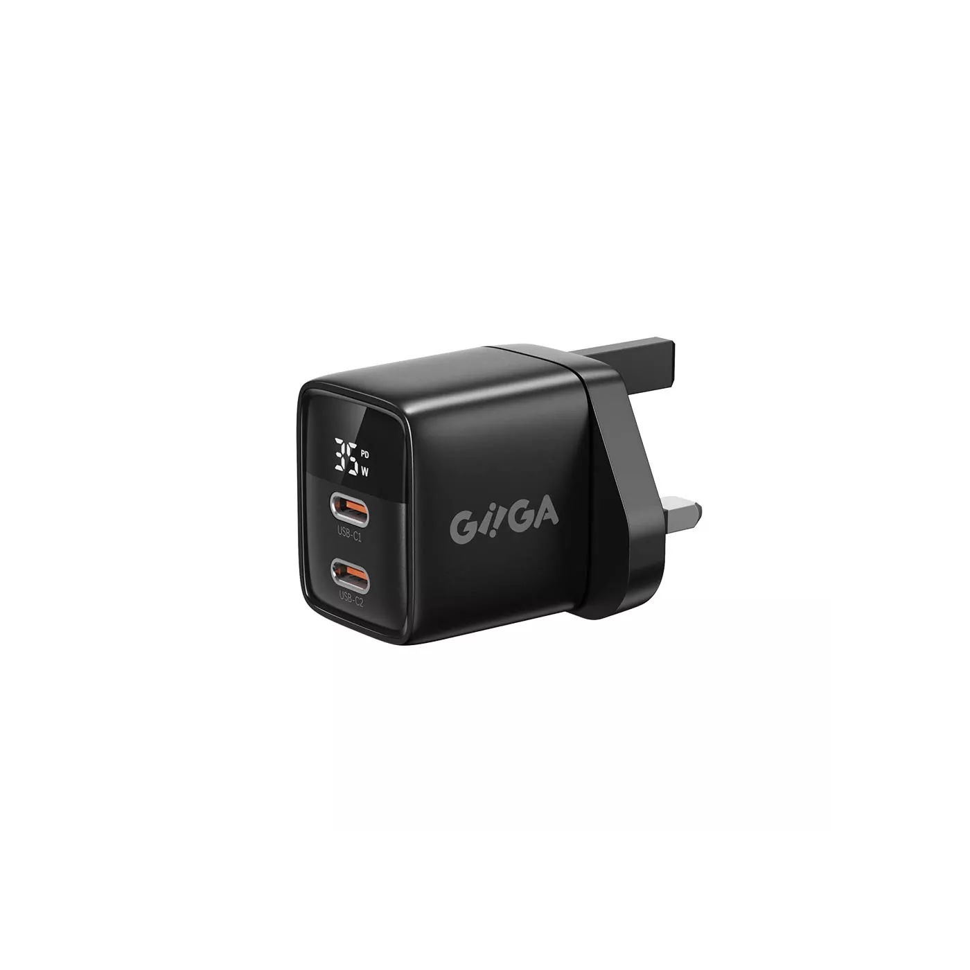 شاحن GIIGA Companion Dual USBC 35W GAN3 PD المدمج - أسود
