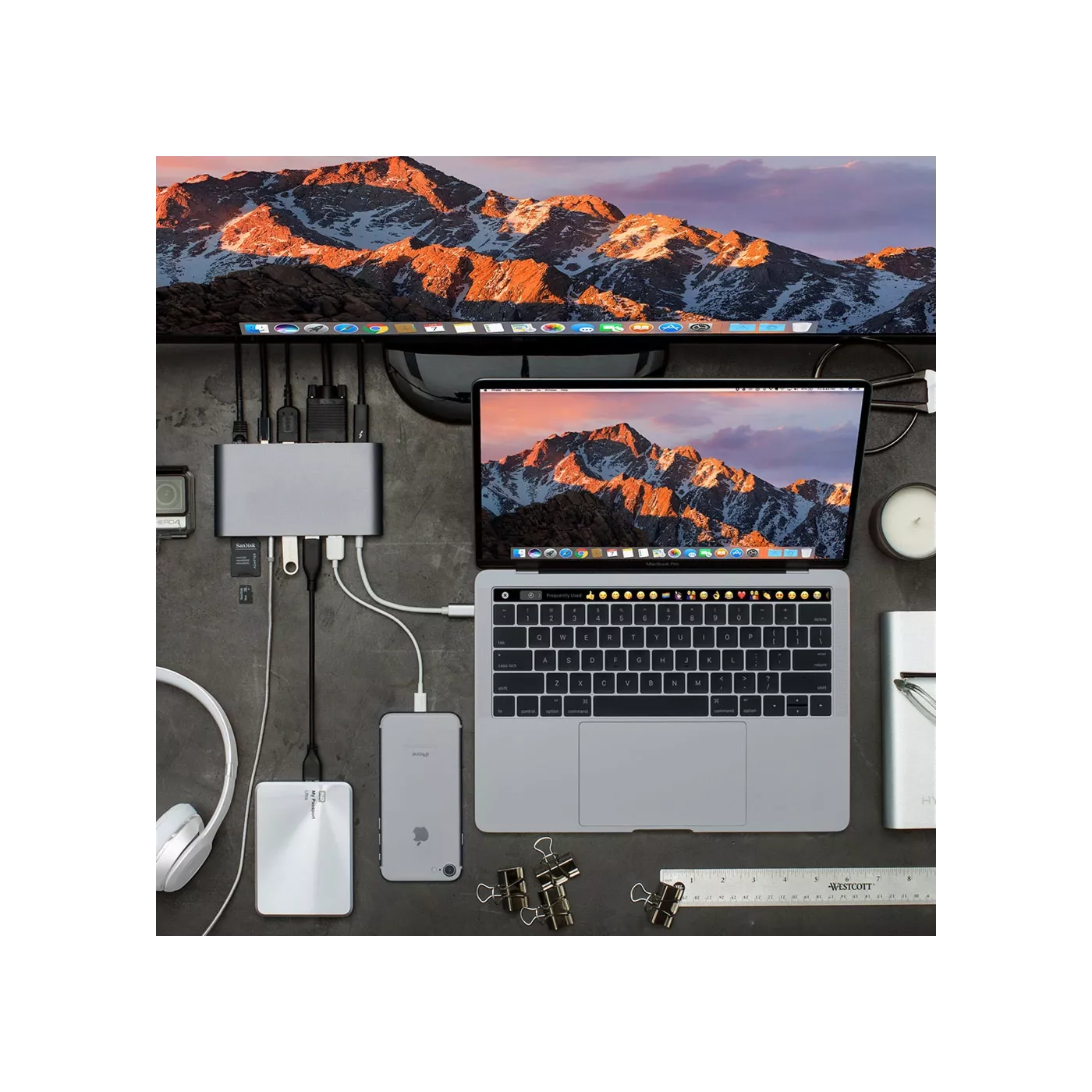 HyperDrive 11-in-1 USB-C Hub (LAN/HDMI/VGA/SD/3× USB-A/USB-C/mDP/AUX) - Gray