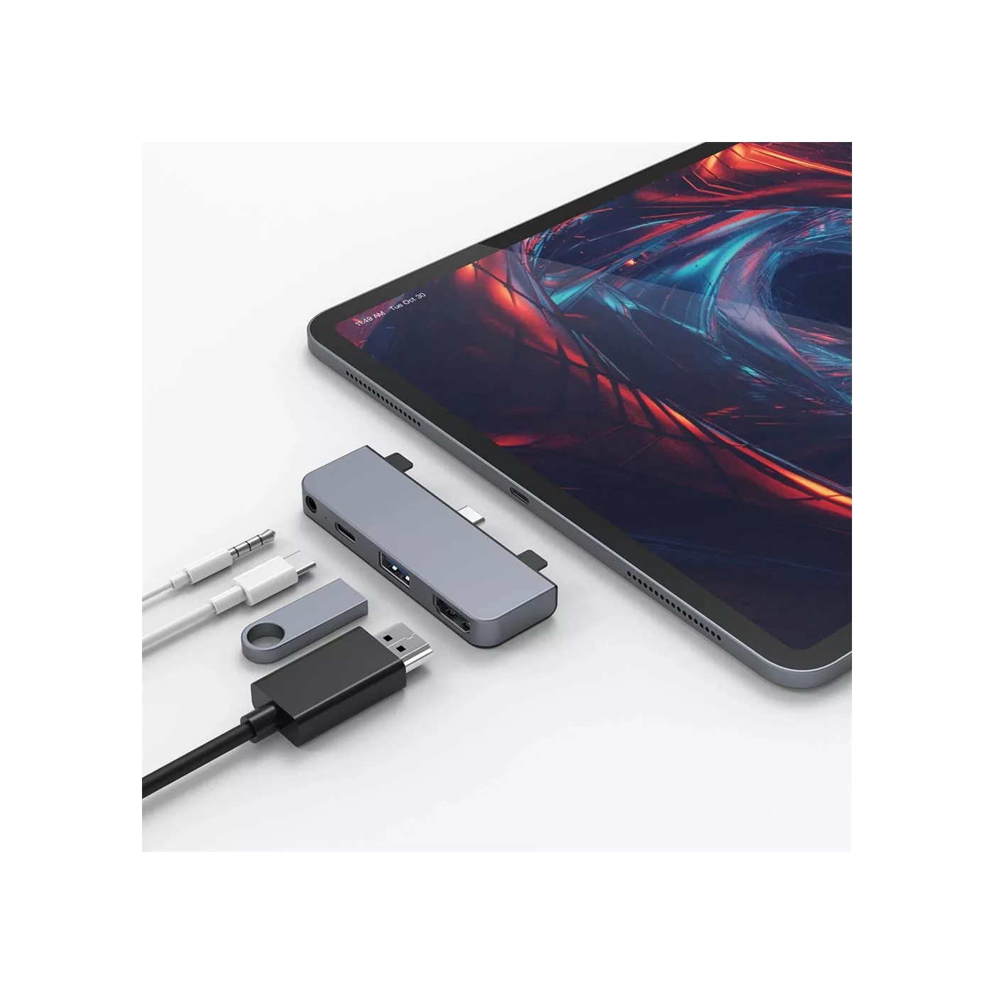 HyperDrive 4-in-1 60W USB-C Hub (HDMI/USB-A/3.5mm) for iPad Pro - Gray