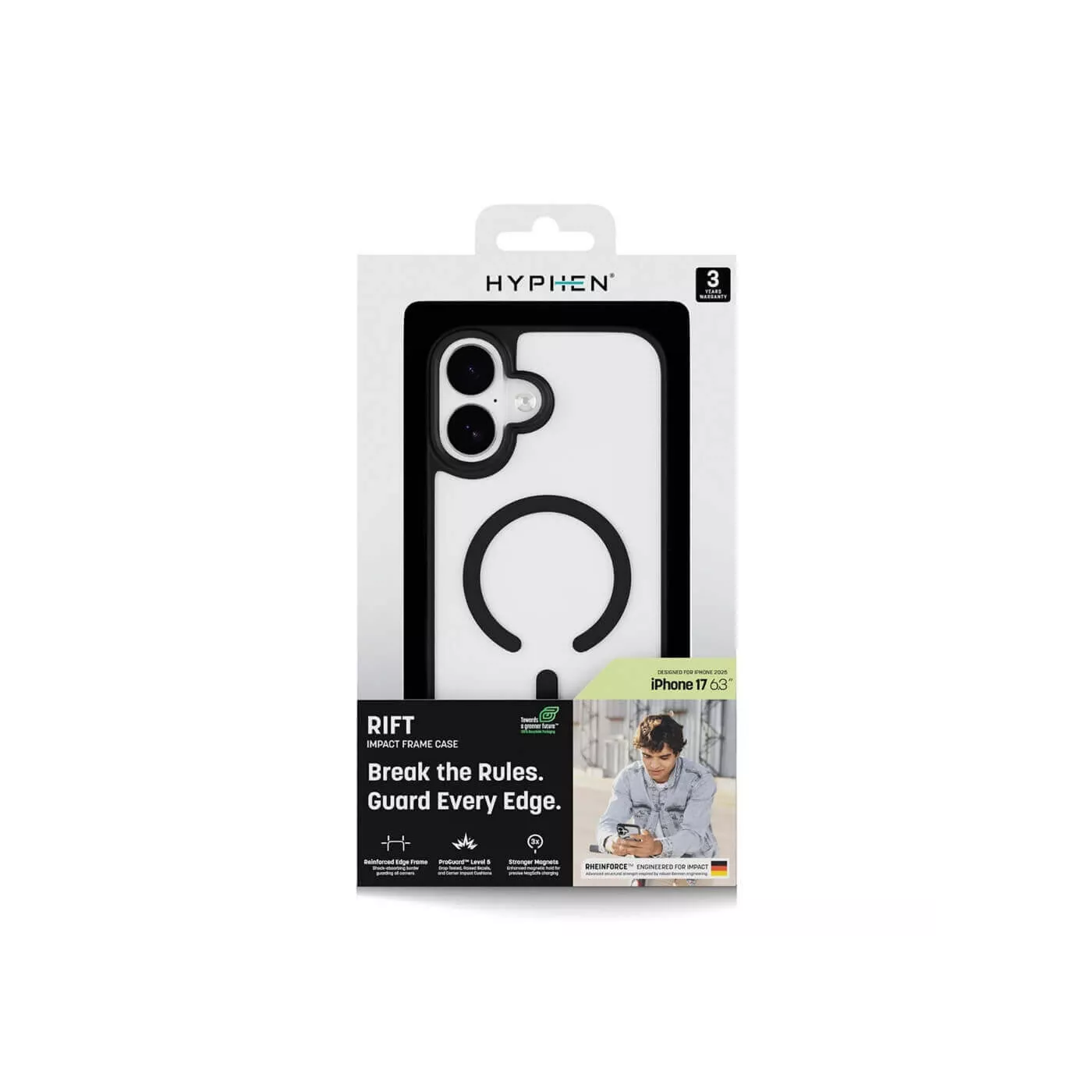 Hyphen Rift Impact MagSafe Frame Case for iPhone 17 - Black