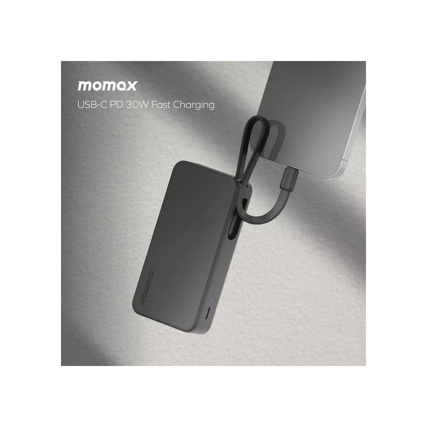 Momax 1-Power Vital 10K Built-in USB-C Cable Power Bank