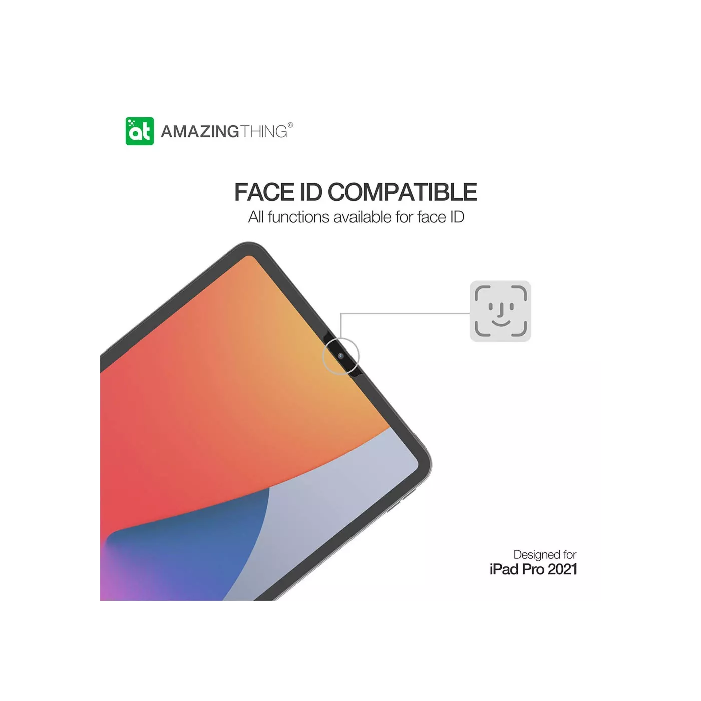لاصقة حماية شاشة زجاج مقوى AT متوافق مع iPad Pro 12.9" 2021 - غير لامع