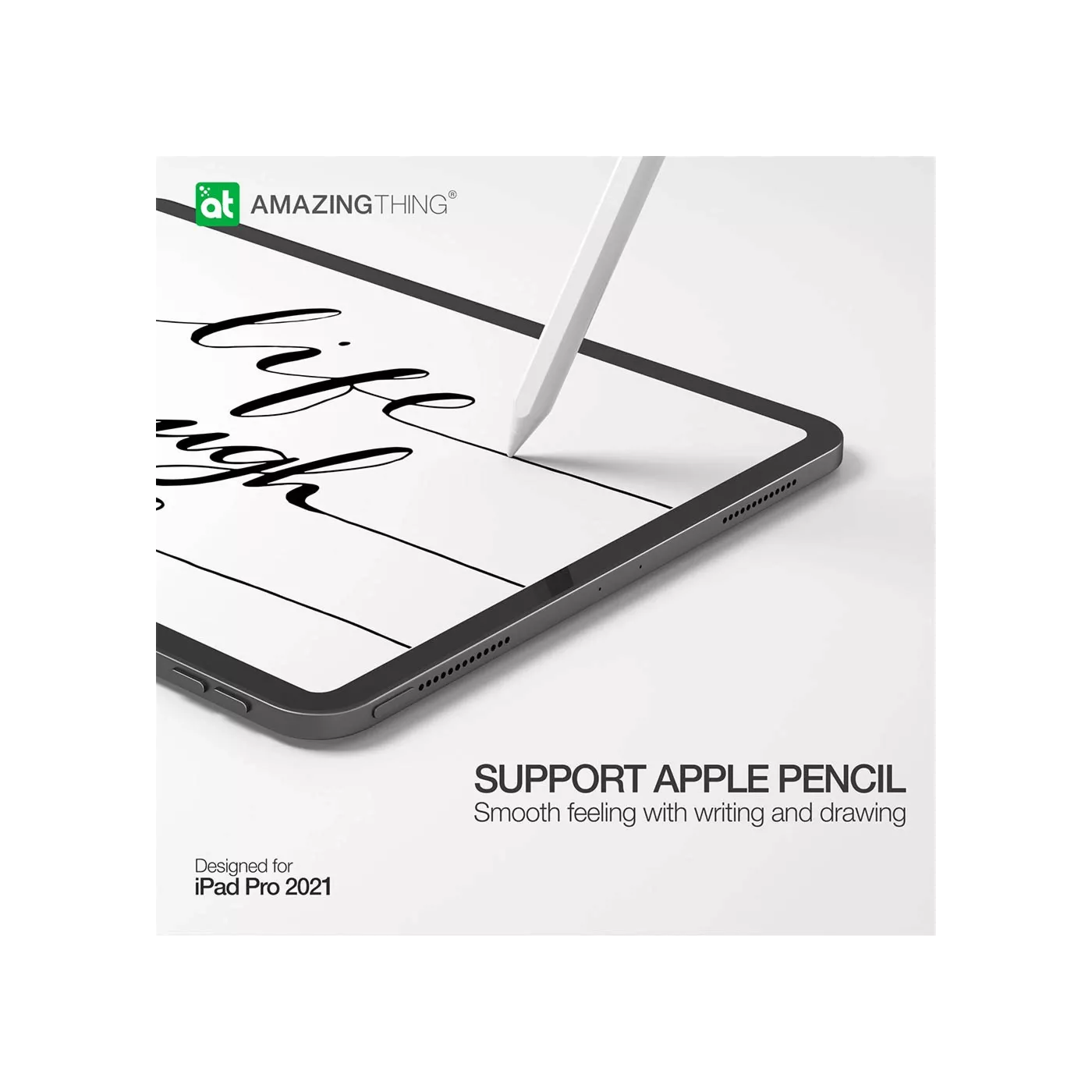 لاصقة حماية شاشة زجاج مقوى AT متوافق مع iPad Pro 12.9" 2021 - غير لامع