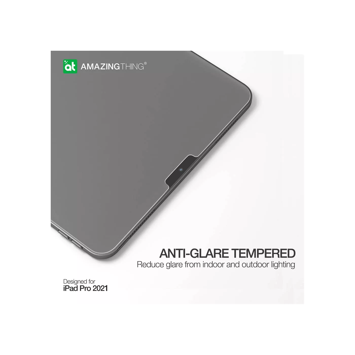 لاصقة حماية شاشة زجاج مقوى AT متوافق مع iPad Pro 12.9" 2021 - غير لامع