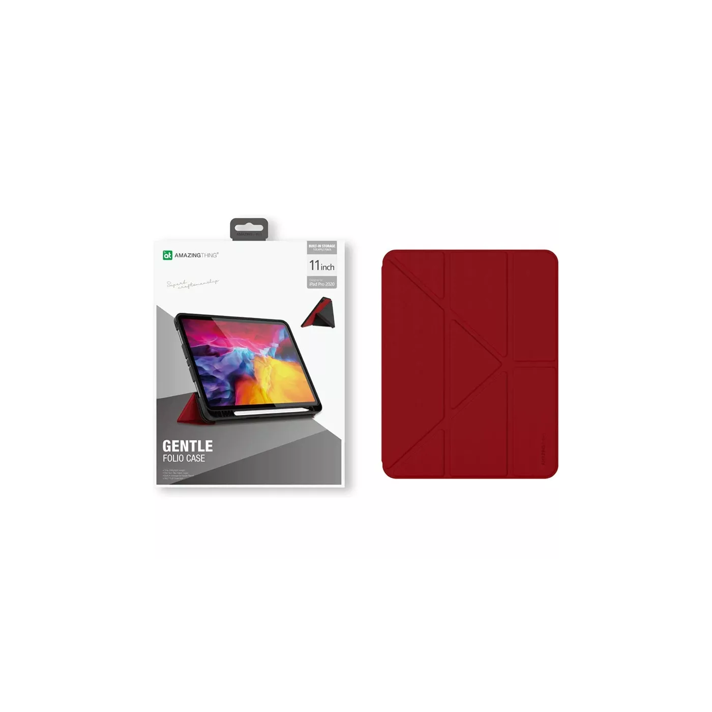 Amazing Thing Gentle Apple iPad Pro 11" (2020) - حافظة فوليو ذكية / أحمر