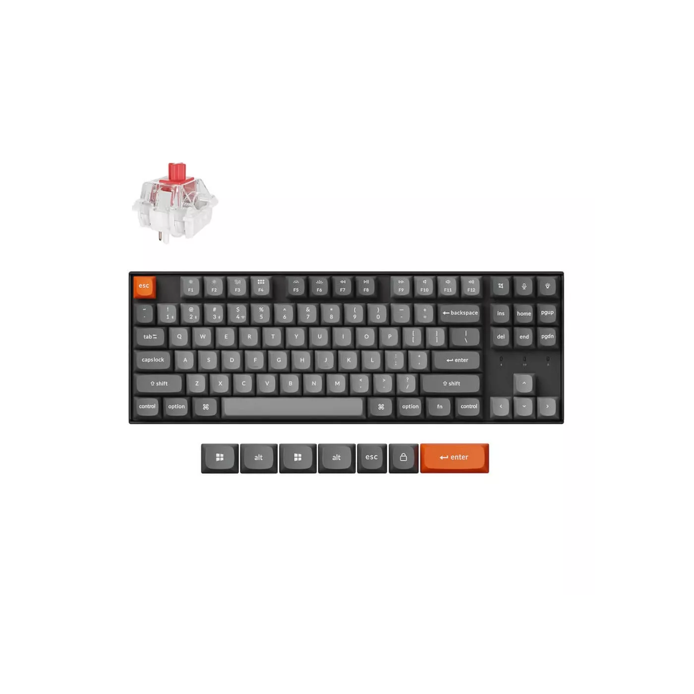 Keychron K8 Max Swappable RGB AL Red Switch Keyboard - Black