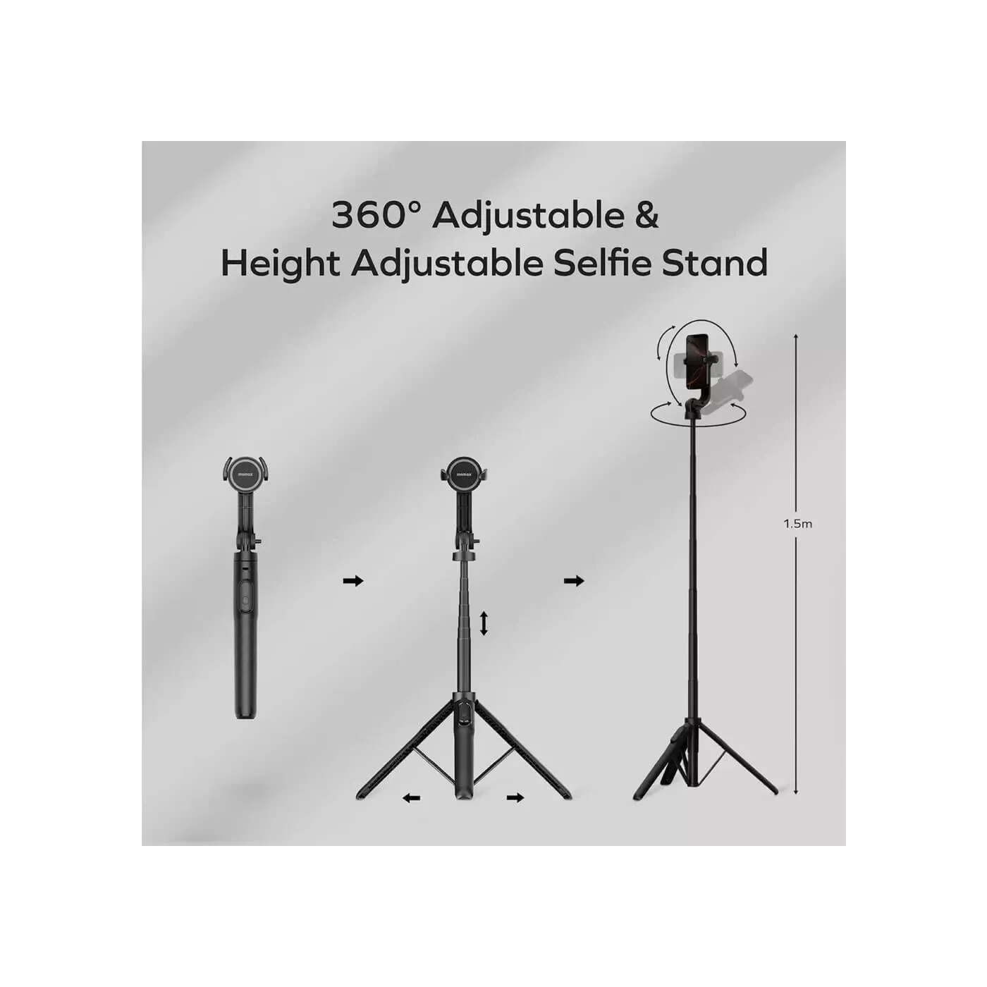 Momax 1-Snap Pole Magnetic Selfie Stick - Black