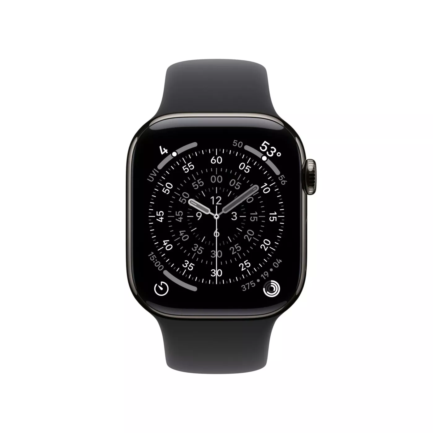 Apple Watch Series 11 GPS + Cellular 42mm Slate Titanium Case with Black Sport Band - M/L