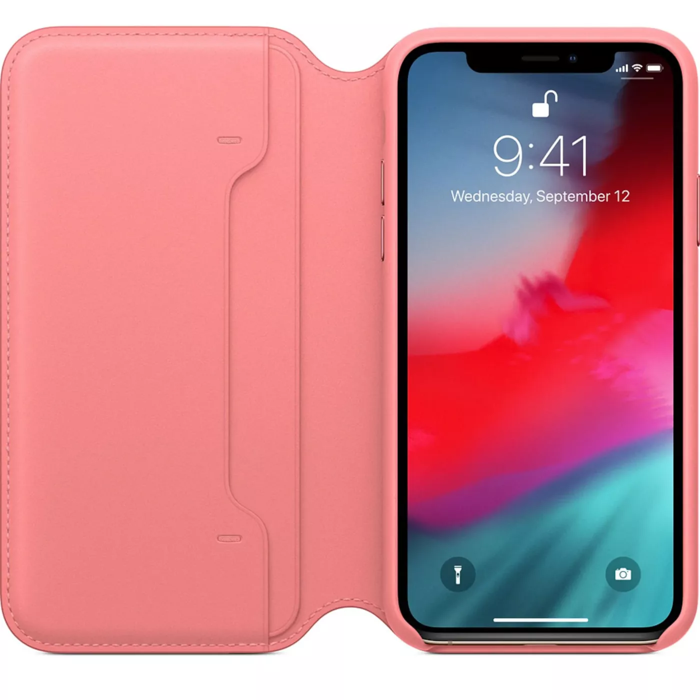 iPhone XS Leather Folio - Peony Pink