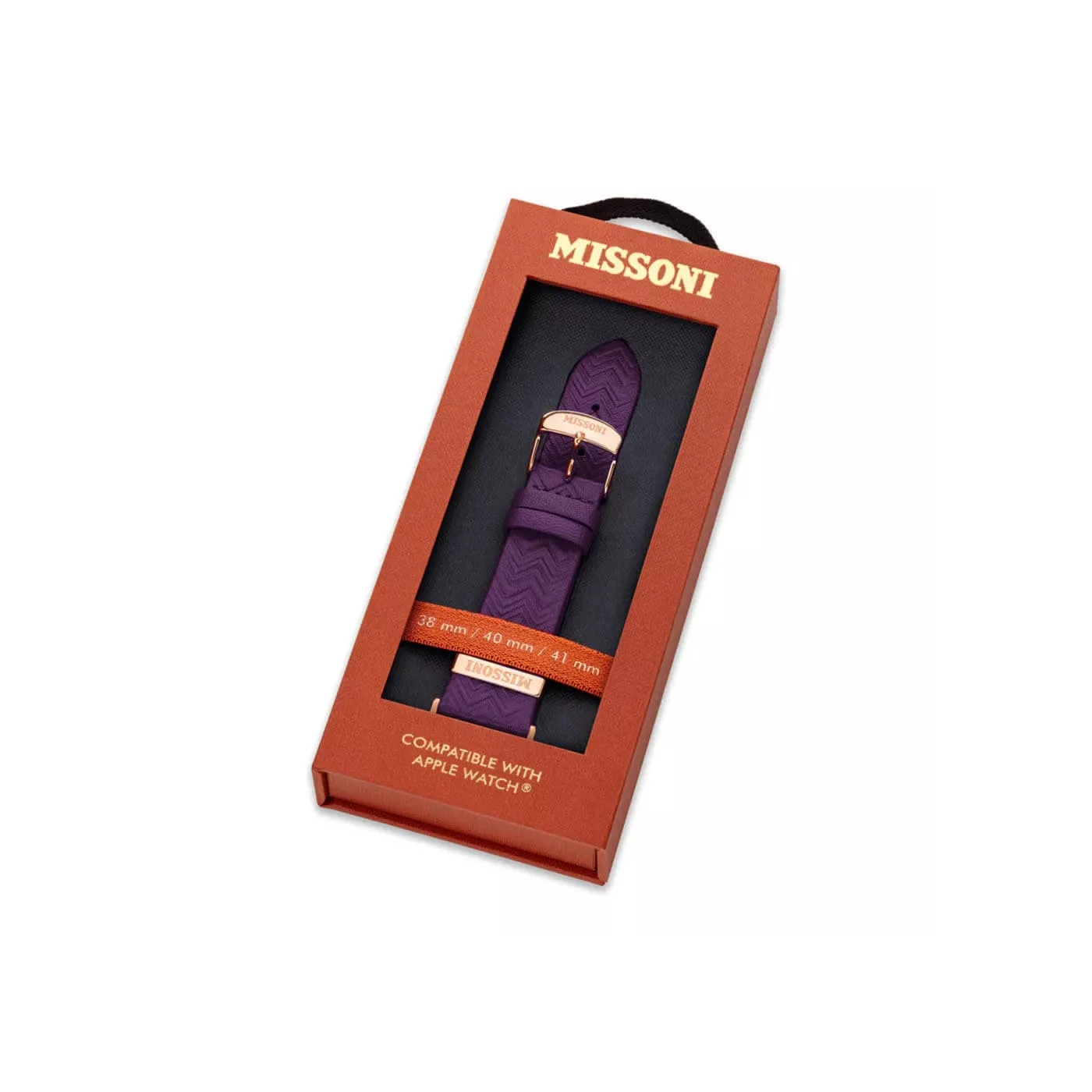 Missoni Zigzag Leather with Rose Gold Logo Apple Watch 38-41mm Strap