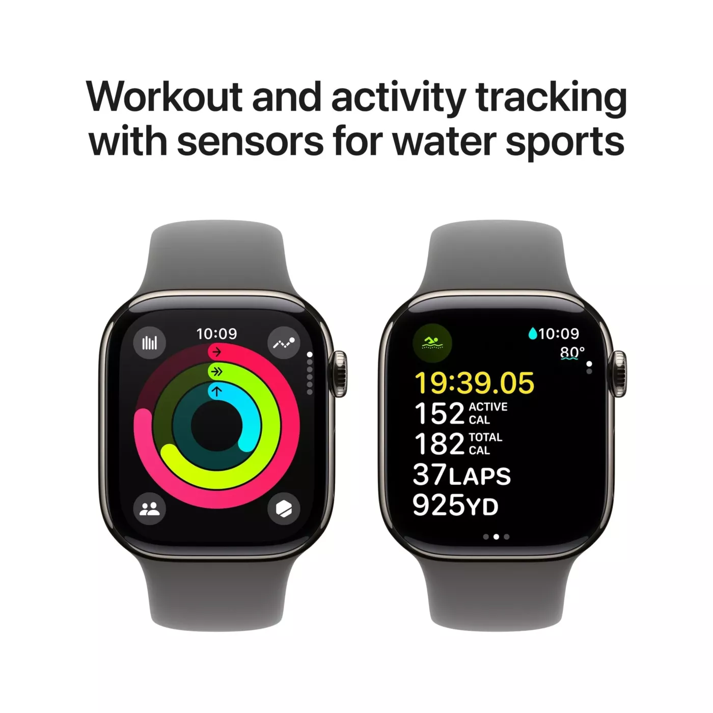 Apple Watch Series 10 GPS + Cellular 42mm Natural Titanium Case with Stone Gray Sport Band - S/M