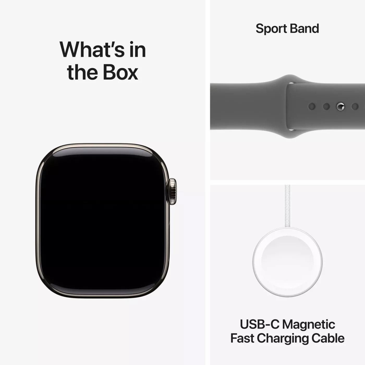 Apple Watch Series 10 GPS + Cellular 42mm Natural Titanium Case with Stone Gray Sport Band - S/M