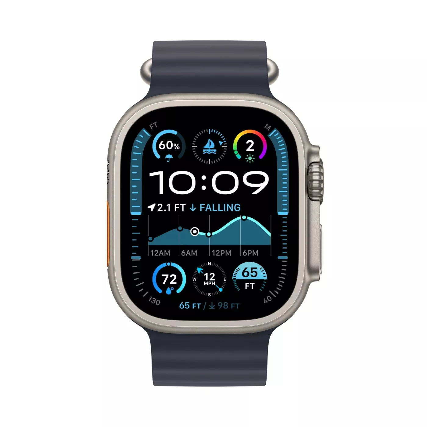 Apple Watch Ultra 2 GPS + Cellular 49mm Natural Titanium Case with Navy Ocean Band